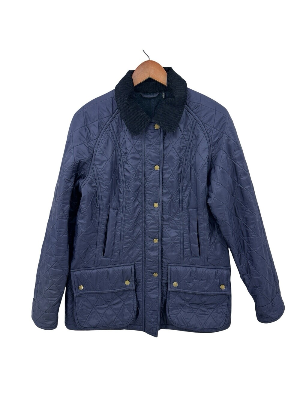 BARBOUR Jacket Womens 8 Blue Beadnell PolarQuilt Preppy Coat Chore X854